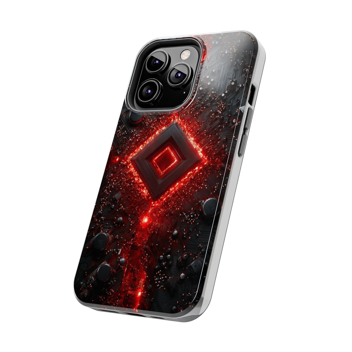 Neon Nexus: Crimson Shard | Sci-Fi Diamond Phone Case by Skipper