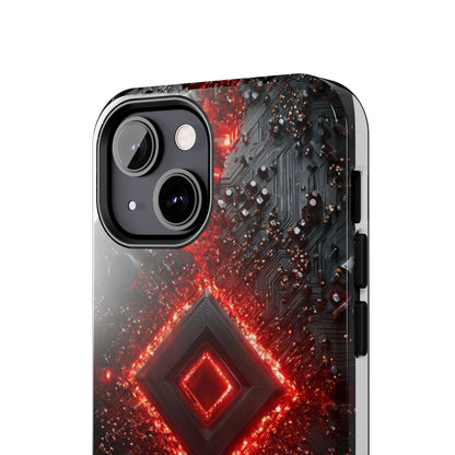Neon Nexus: Crimson Shard | Sci-Fi Diamond Phone Case by Skipper