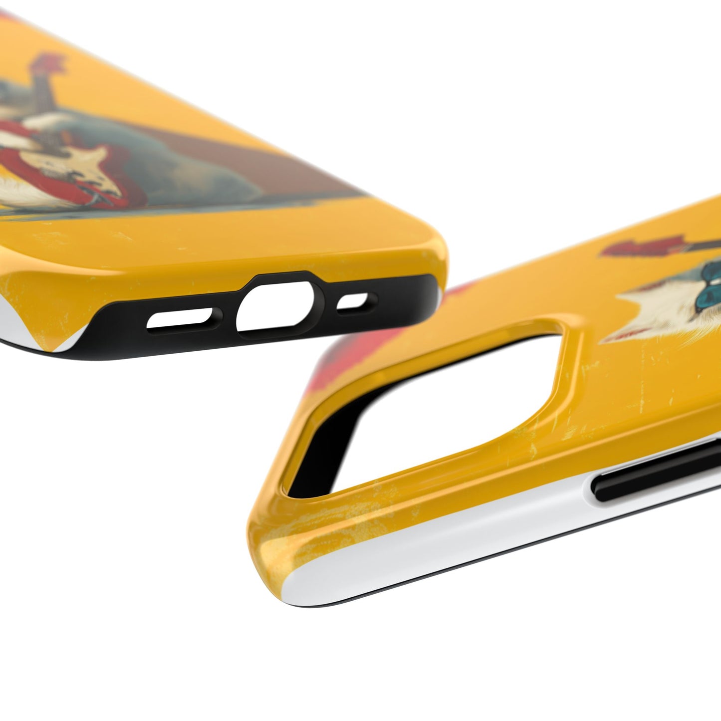 White Dog with Blue Sunglasses Playing Red Guitar Tough Phone Case