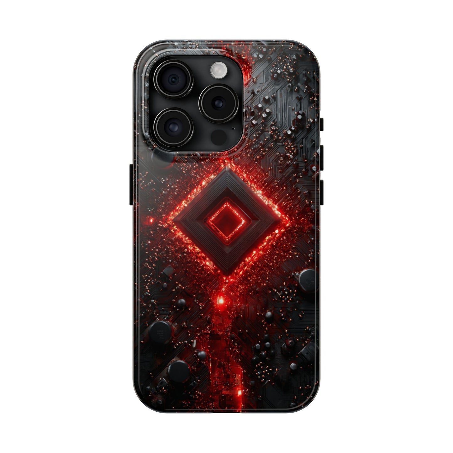 Neon Nexus: Crimson Shard | Sci-Fi Diamond Phone Case by Skipper