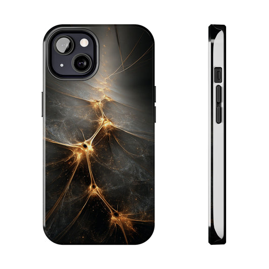 Tough Phone Case - Elegant Gold Fractal Design for Tech Lovers