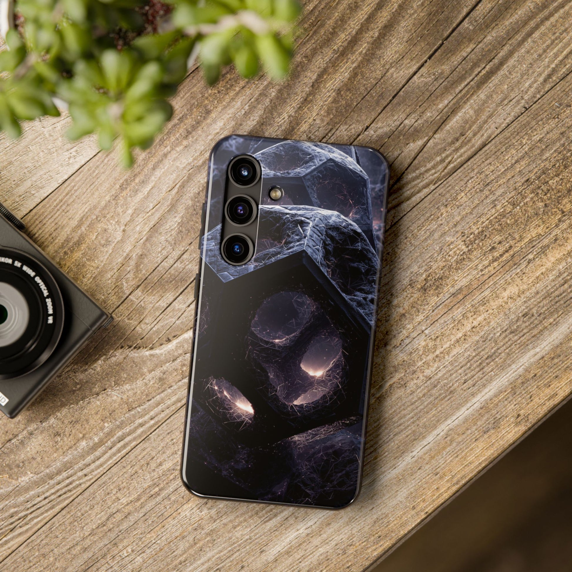 Elevate your phone game with this premium tough case featuring moody geometric patterns — where futuristic aesthetics meet unbeatable protection.