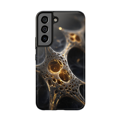 Luxurious Abstract Tough Phone Case - Gold and Black Design