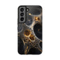 Luxurious Abstract Tough Phone Case - Gold and Black Design