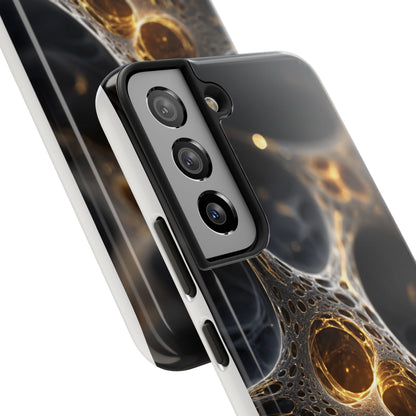 Luxurious Abstract Tough Phone Case - Gold and Black Design