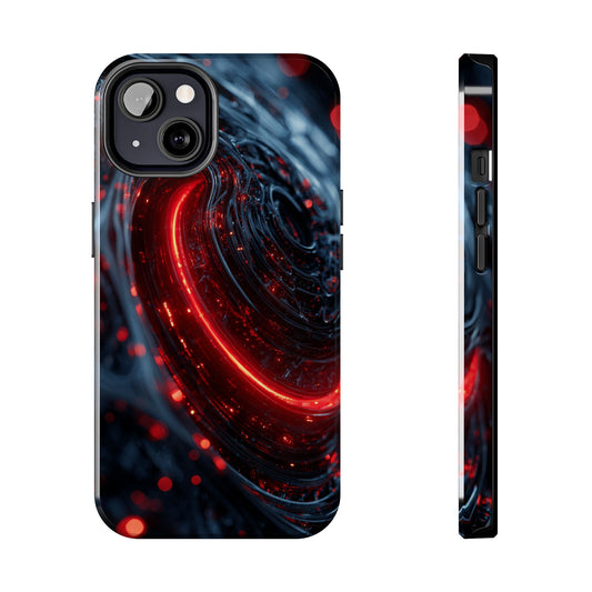 Futuristic tough phone case with Red Vortex cosmic design by Skipper