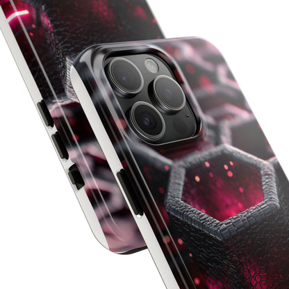 Neon Nexus: Hexwave Hive | Pink Cyber Grid Phone Case by Skipper