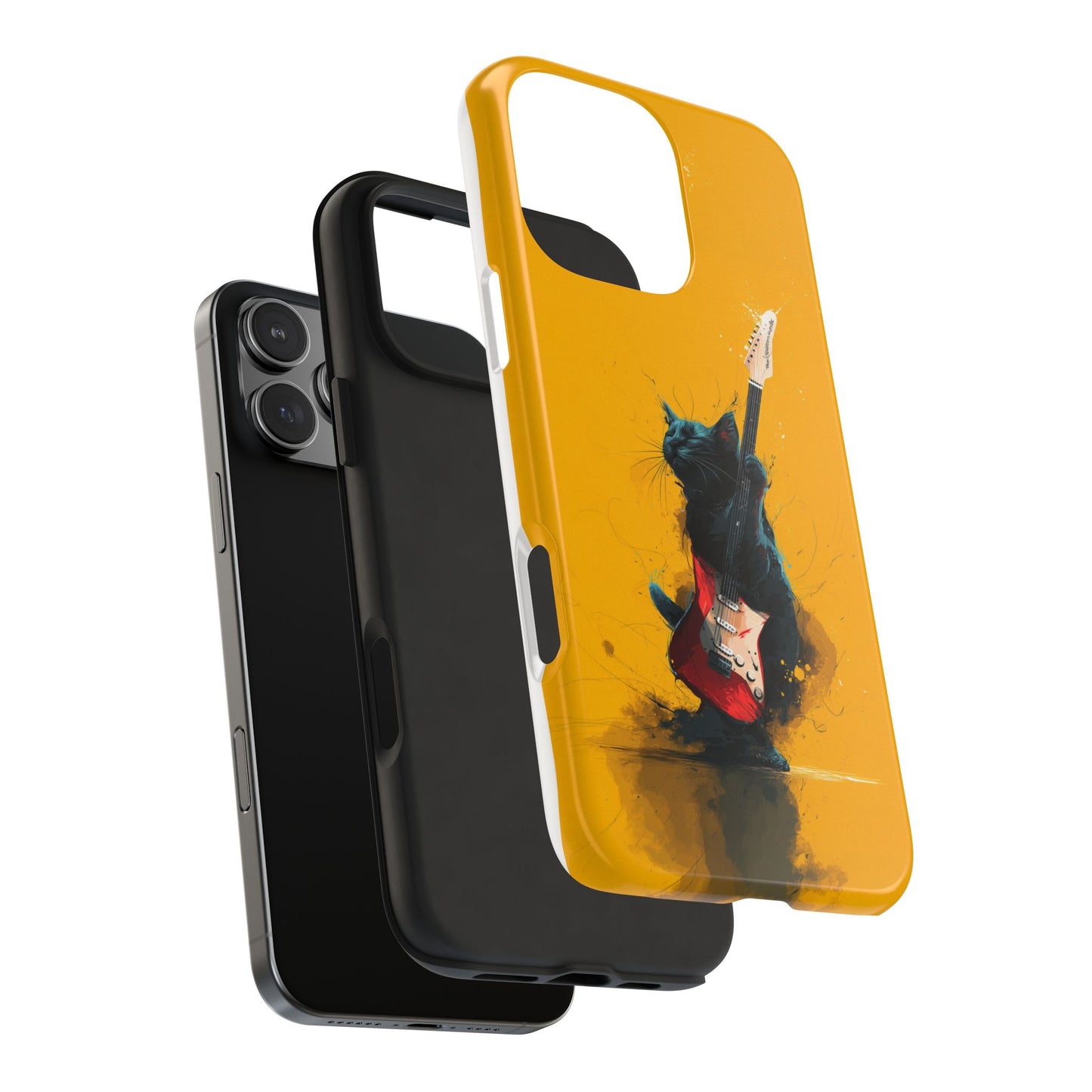 Black Cat Playing Red Guitar Tough Phone Case