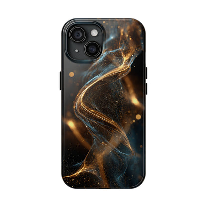 Stylish Tough Phone Case with Elegant Gold Swirl Design