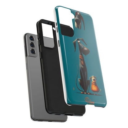 Whimsical Dog Art Tough Phone Case - Durable Protection for Pet Lovers