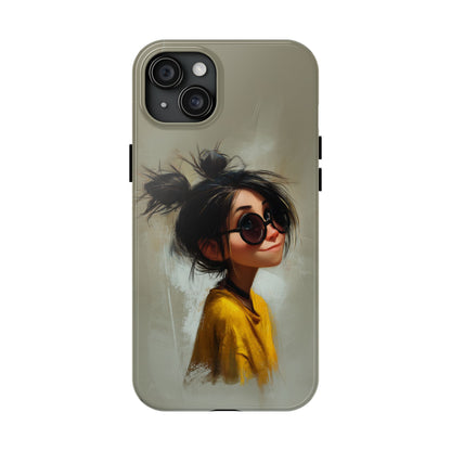 Trendy Tough Phone Case – Stylish Illustrated Girl Design for Fashion Lovers