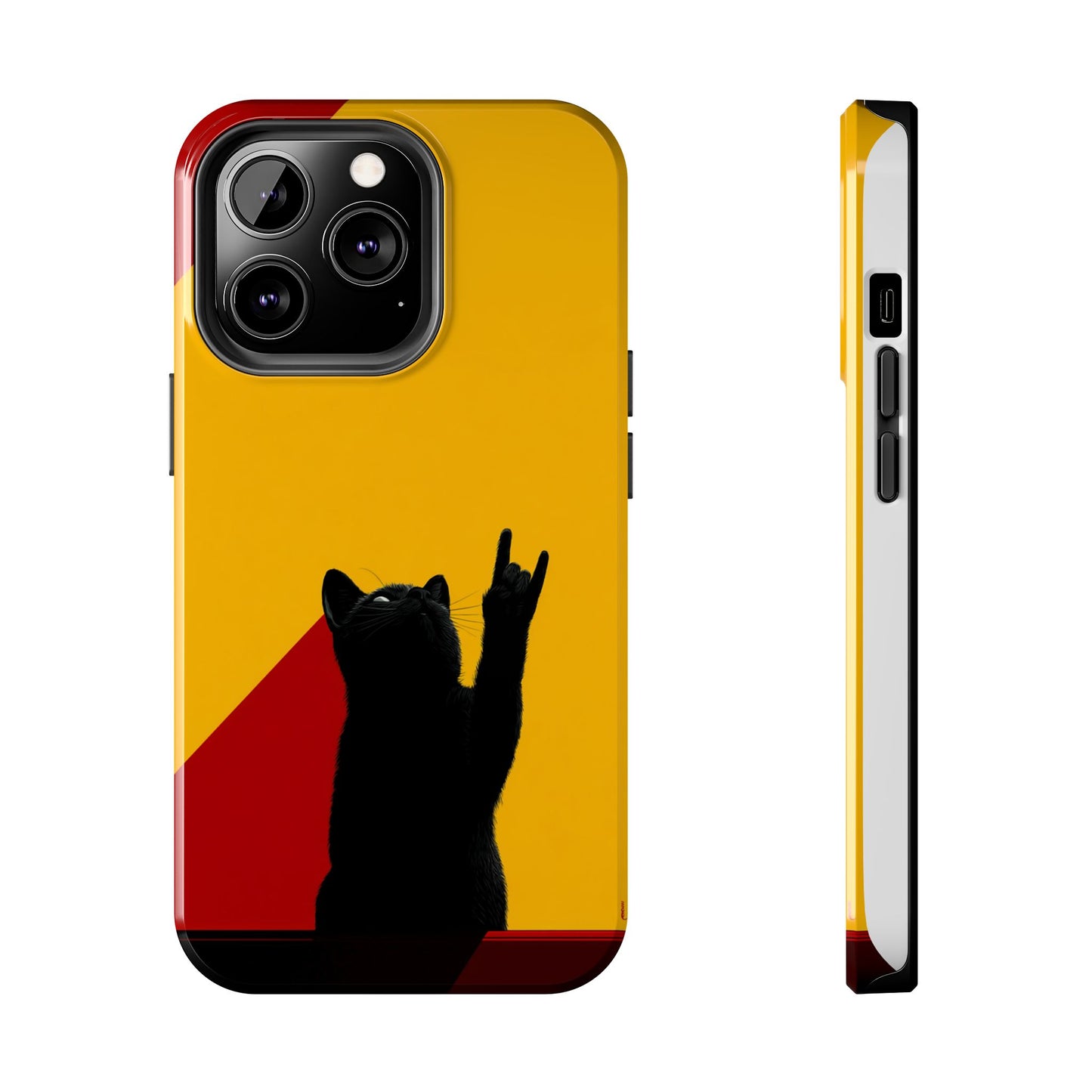 Black Cat Rock Gesture Tough Phone Case