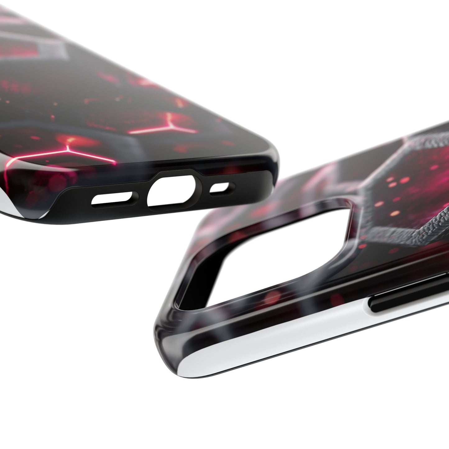 Neon Nexus: Hexwave Hive | Pink Cyber Grid Phone Case by Skipper