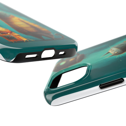 Whimsical Cat Adventure Tough Phone Case - Unique Design for Animal Lovers