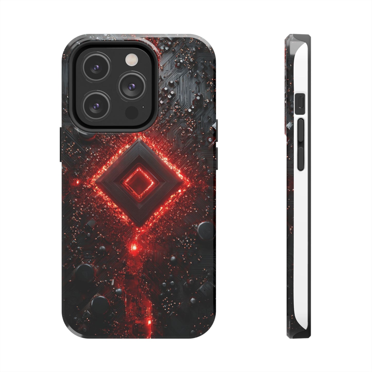 Neon Nexus: Crimson Shard | Sci-Fi Diamond Phone Case by Skipper
