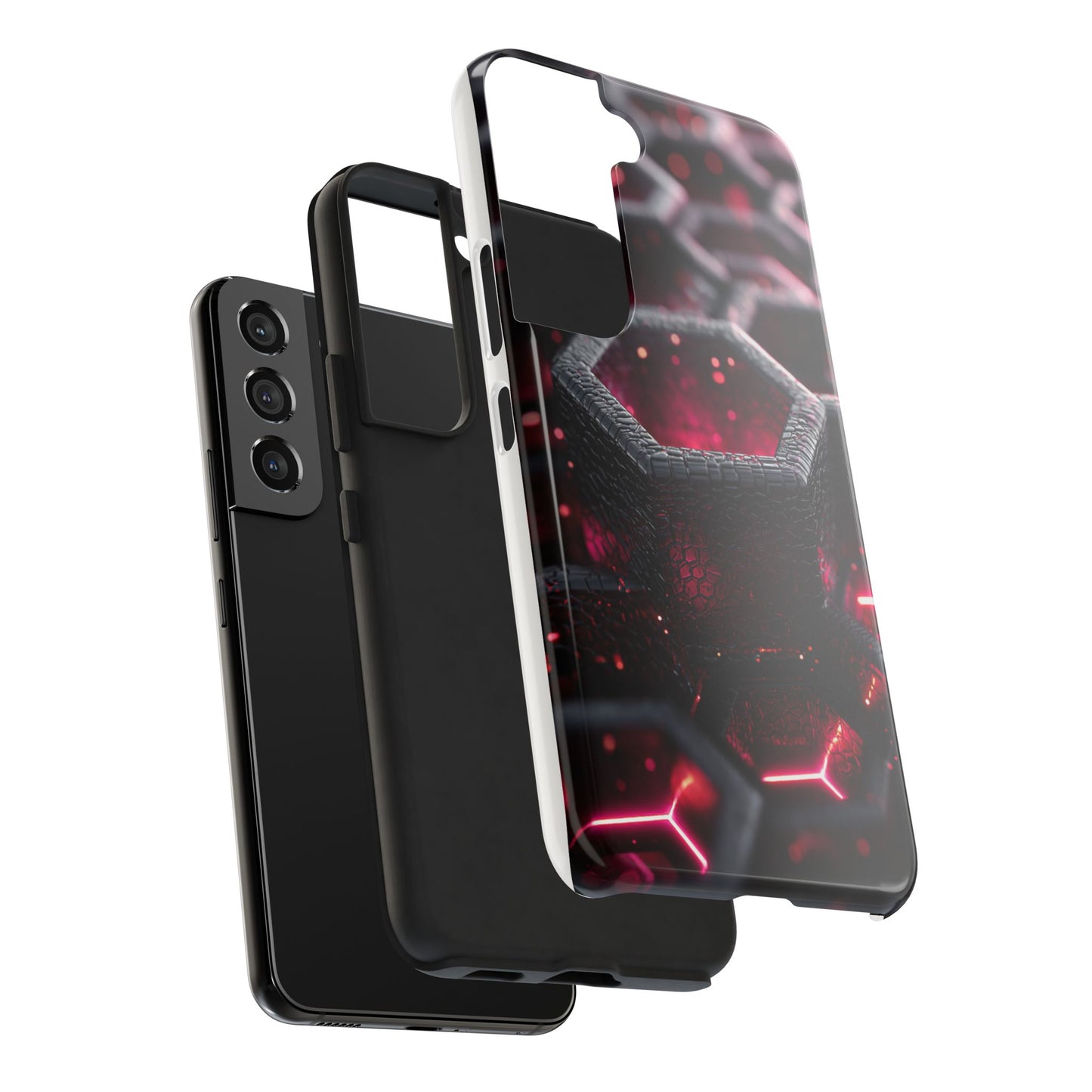 Neon Nexus: Hexwave Hive | Pink Cyber Grid Phone Case by Skipper