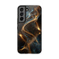 Stylish Tough Phone Case with Elegant Gold Swirl Design
