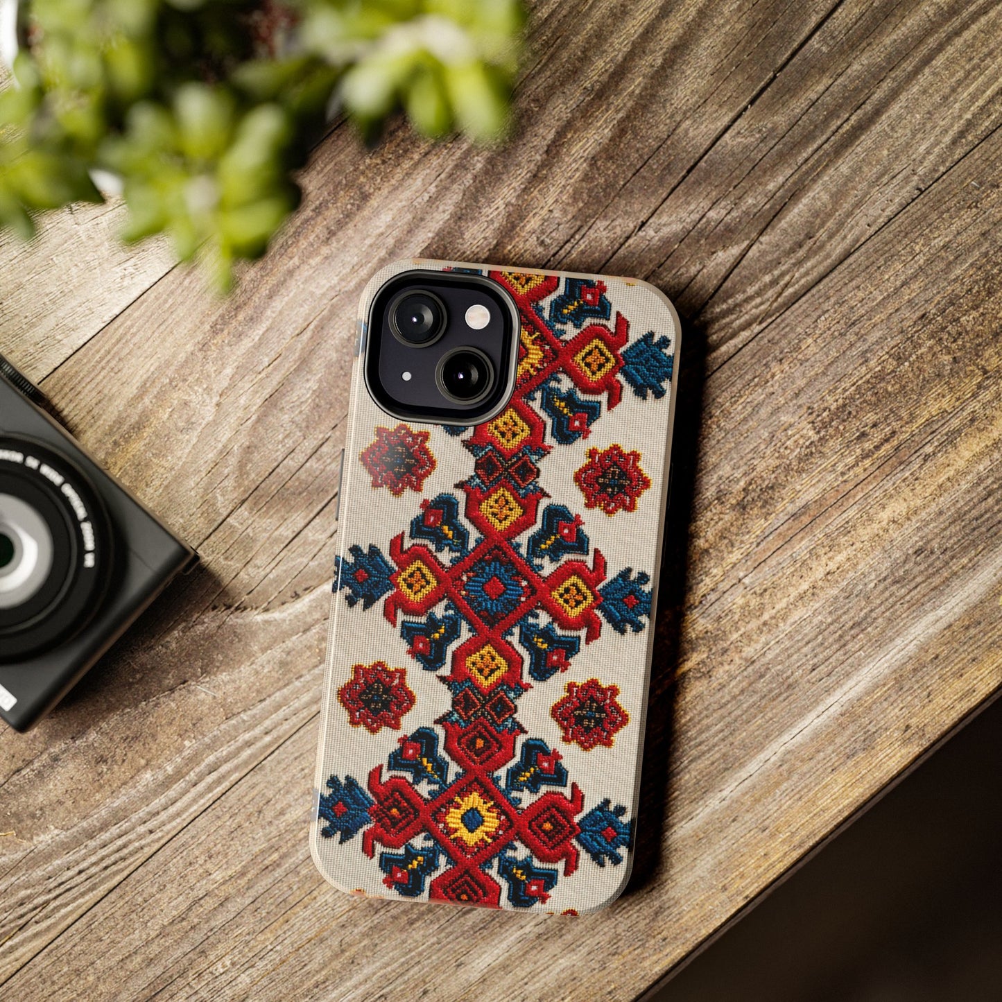 Artistic floral tough phone case inspired by Romanian culture