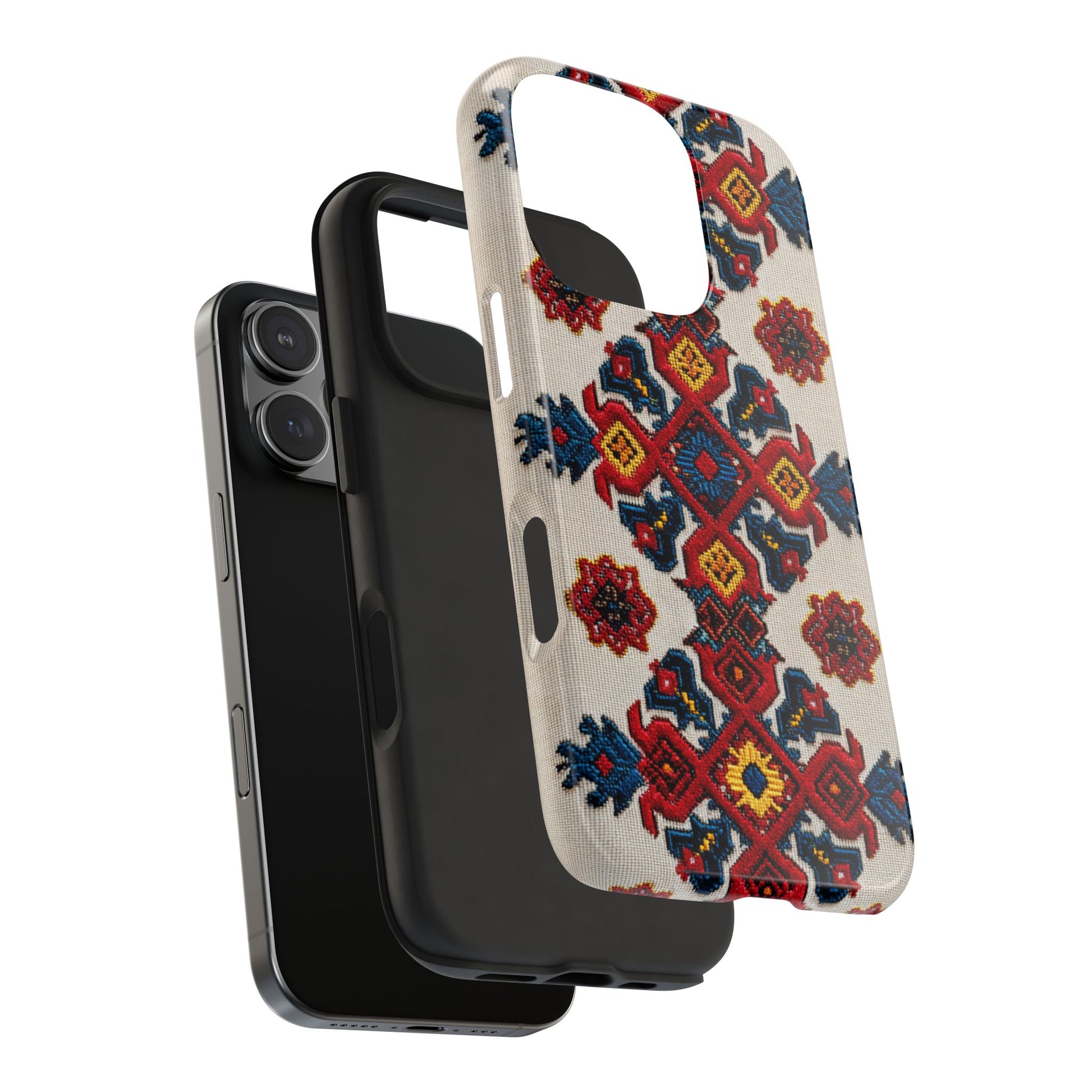 Bohemian chic phone cover with traditional Romanian flowers