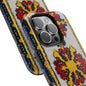 Bohemian iPhone case with vibrant Romanian flower patterns