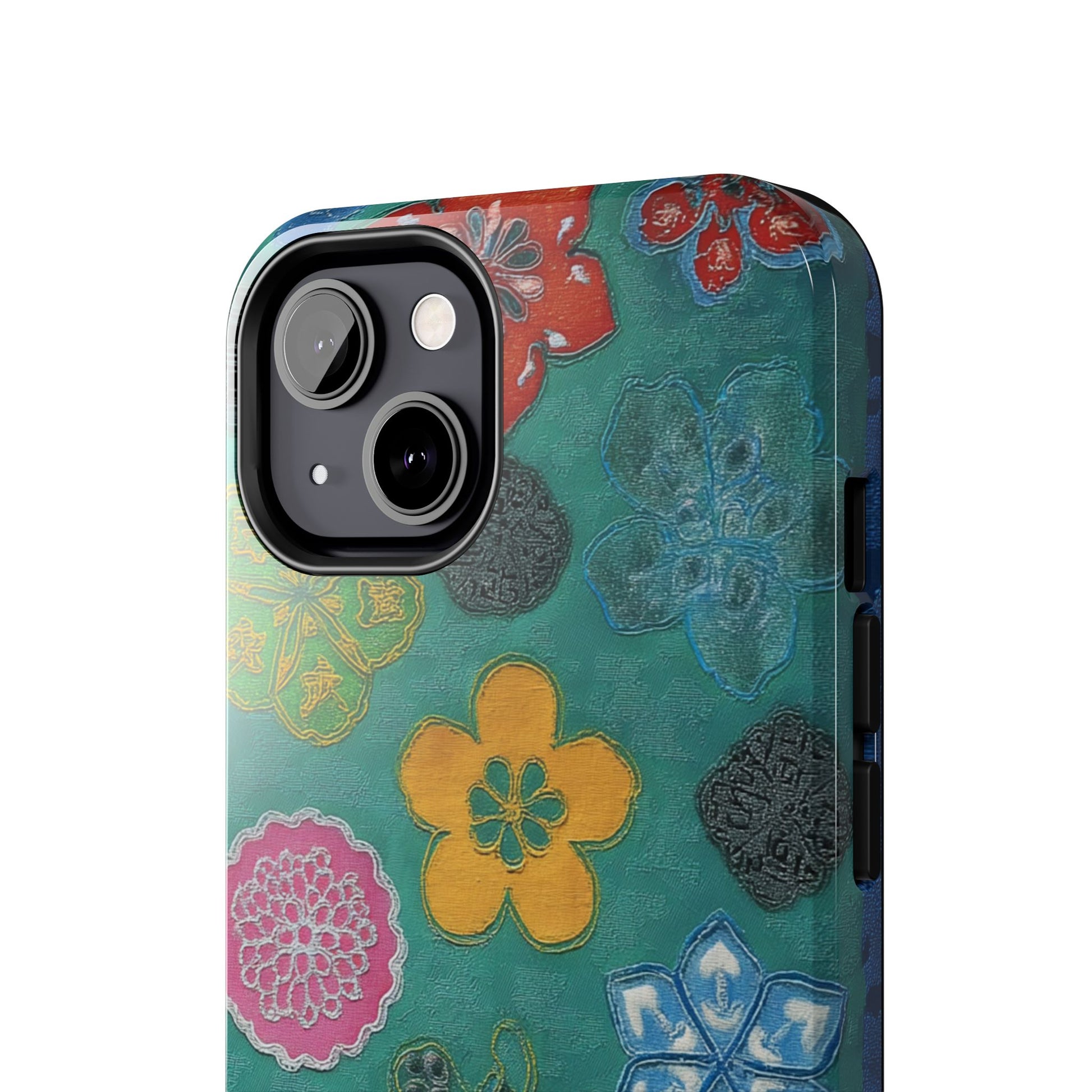 Chic and stylish tough phone case with vivid flower design