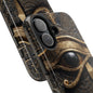 Close-up of Egyptian Eye artwork on durable phone case