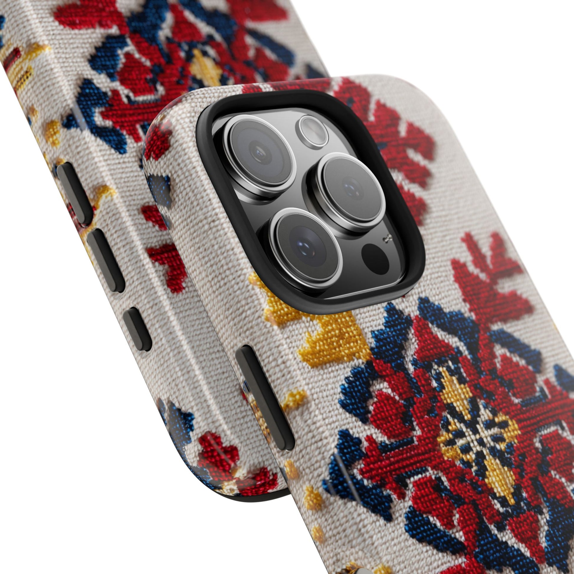 Colorful bohemian phone case with floral folk motifs