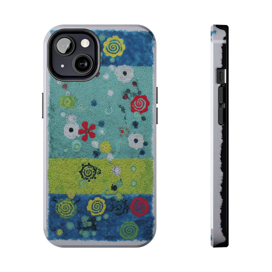 Colorful floral tough phone case by Skipper – front view