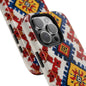 Colorful geometric phone case inspired by Romanian folk art