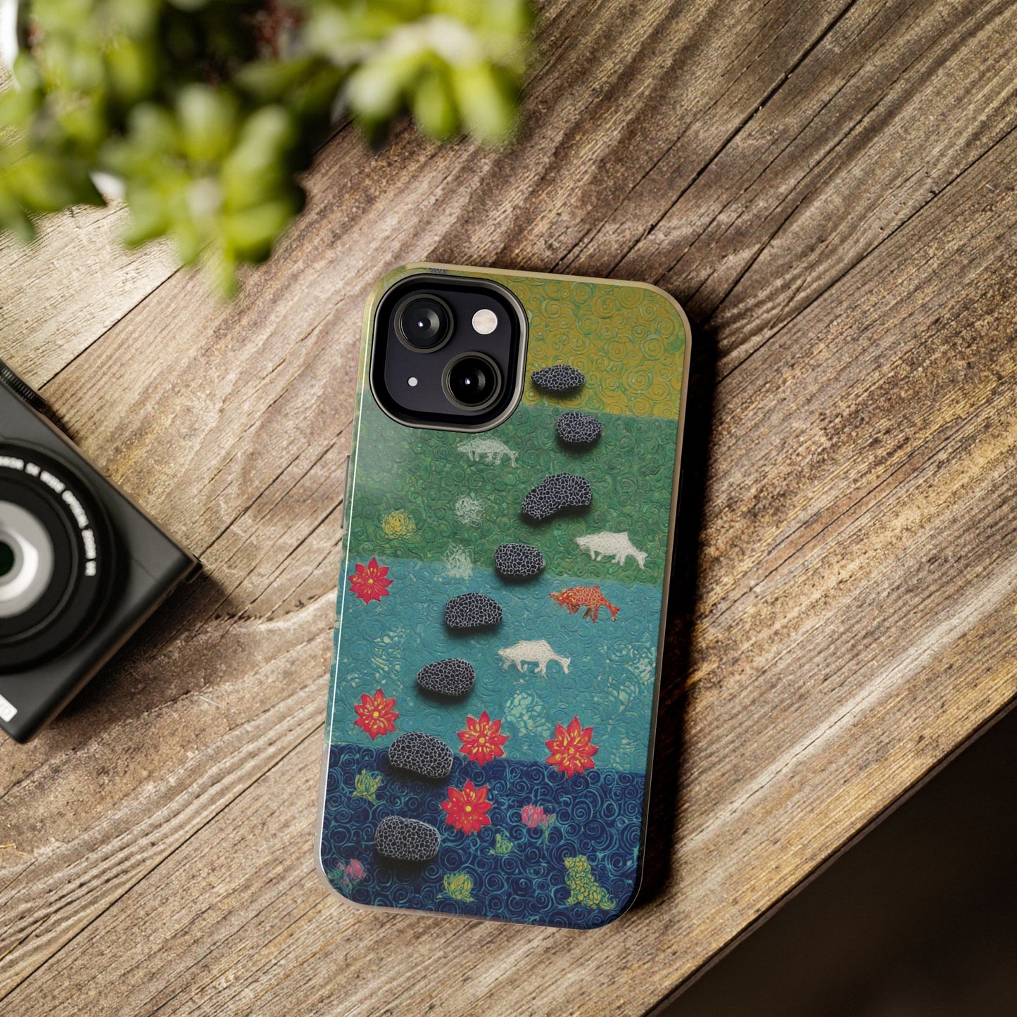 Dual-layer nature phone case with raised protection