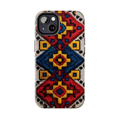 Durable bohemian phone case with romanian folk designs