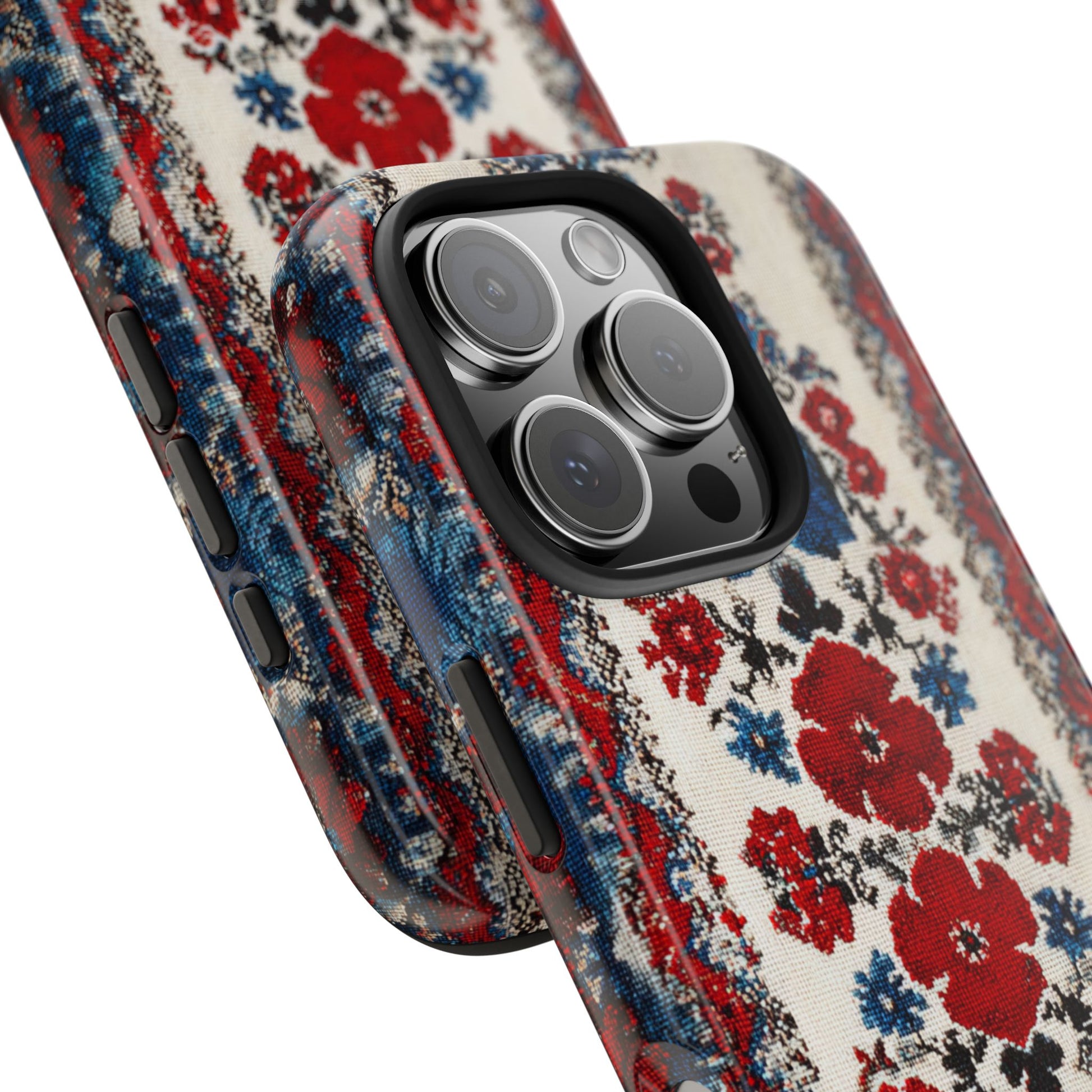 Durable floral phone case with Hungarian folk motifs
