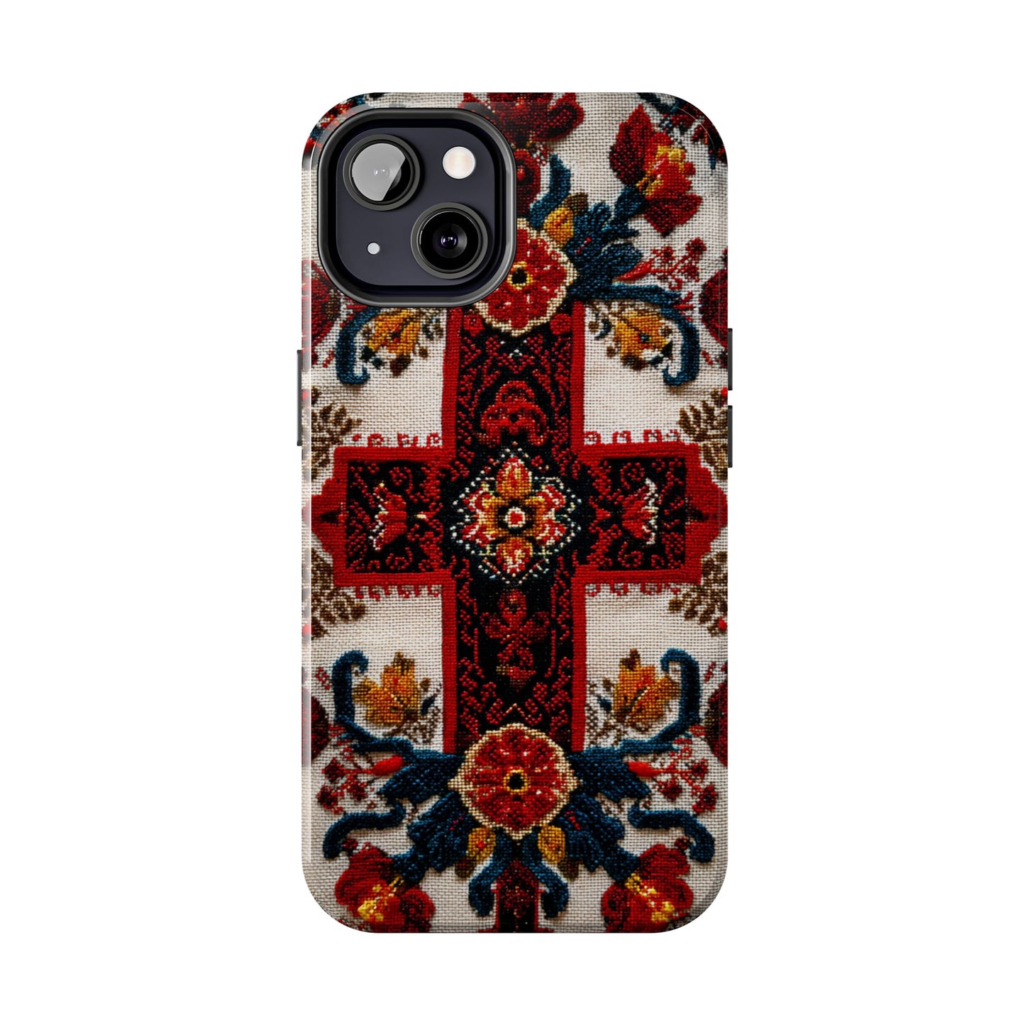 Durable floral phone cover with colorful folk art motifs