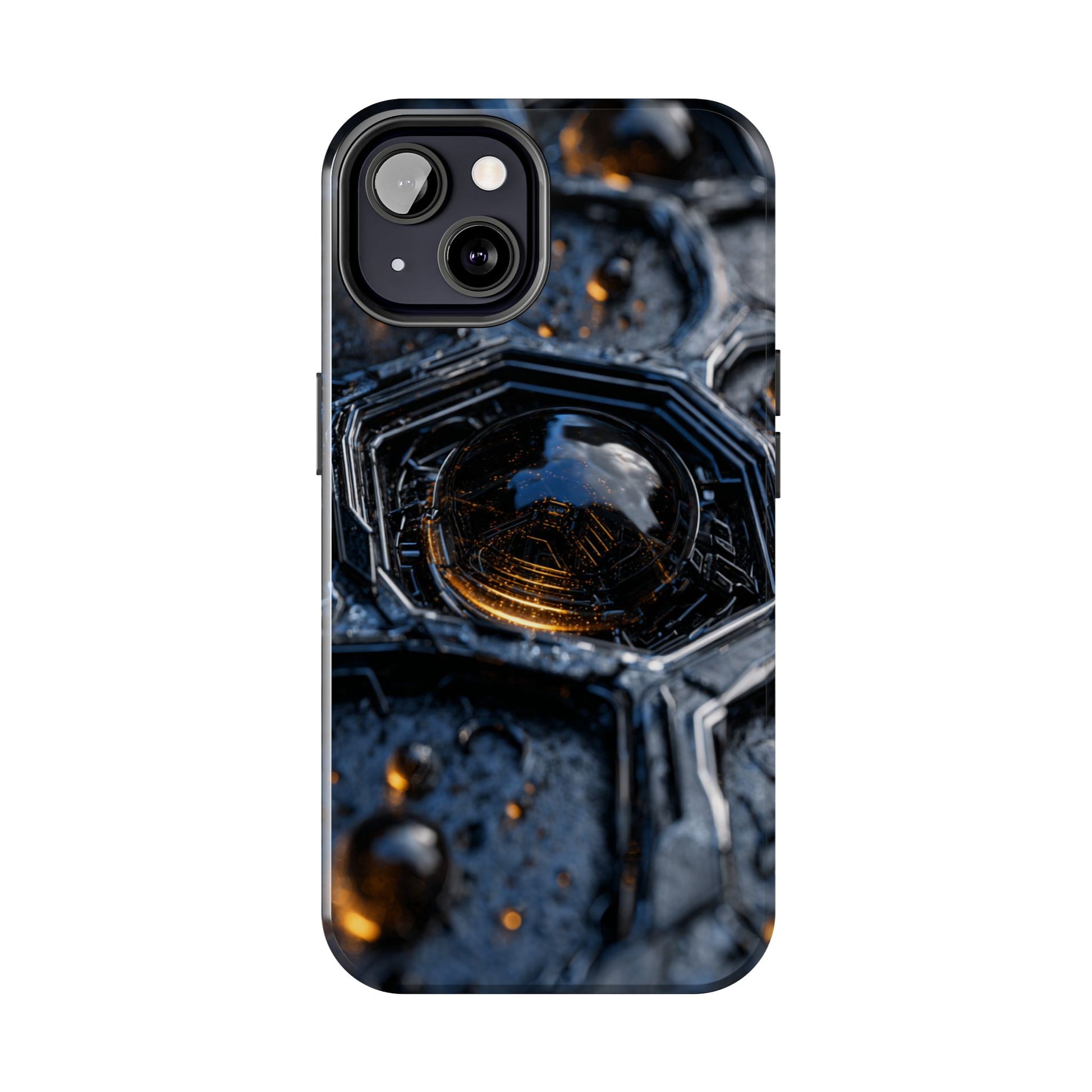 Durable phone case with futuristic hexagonal pattern