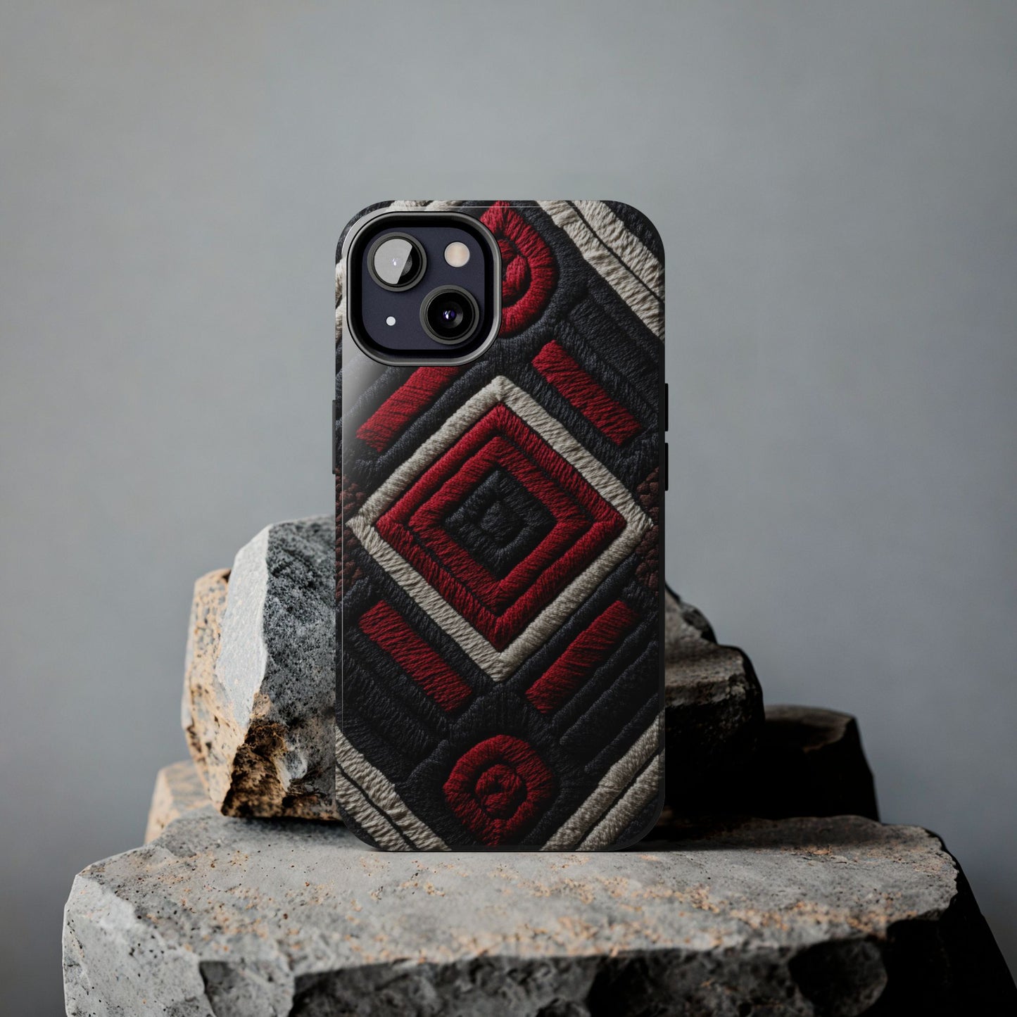 Ethnic print phone cover with vibrant artistic patterns