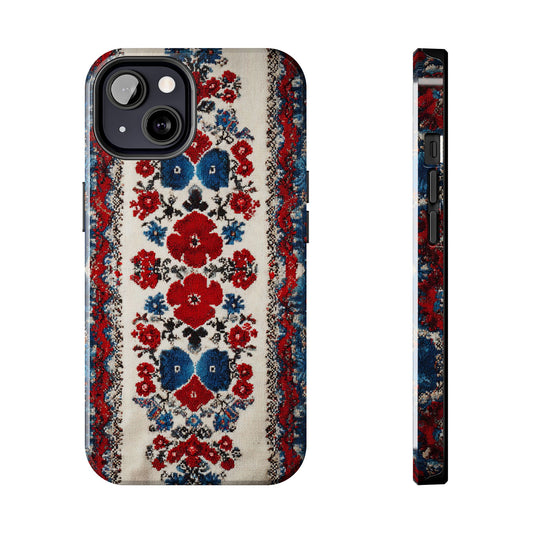 Hungarian style Bohemian floral tough phone case front view