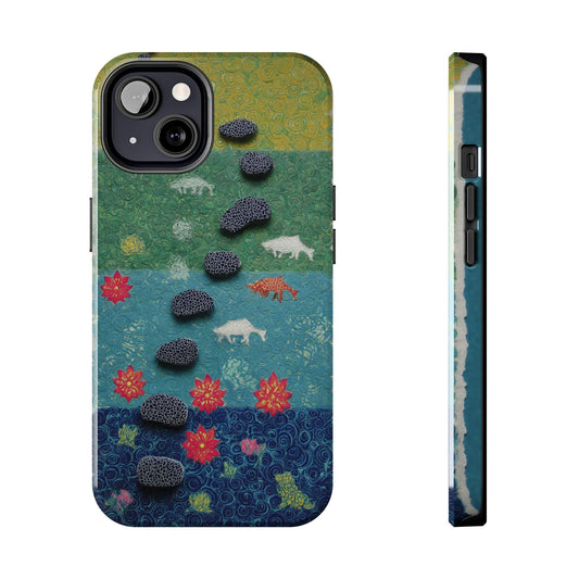 Nature-inspired tough phone case on mossy rock background