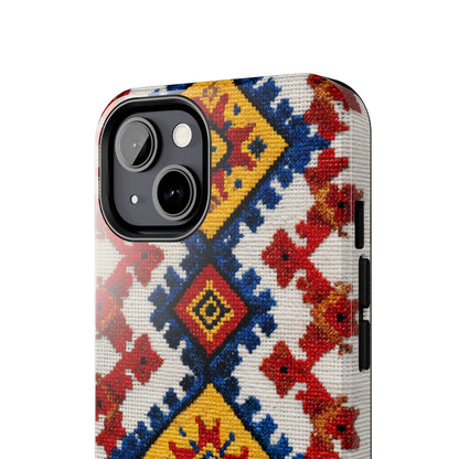 Protective durable phone case with Romanian embroidery motifs