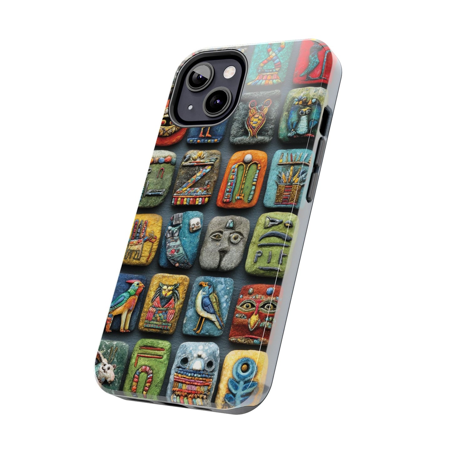 Protective tough phone case with pharaoh and pyramid artwork