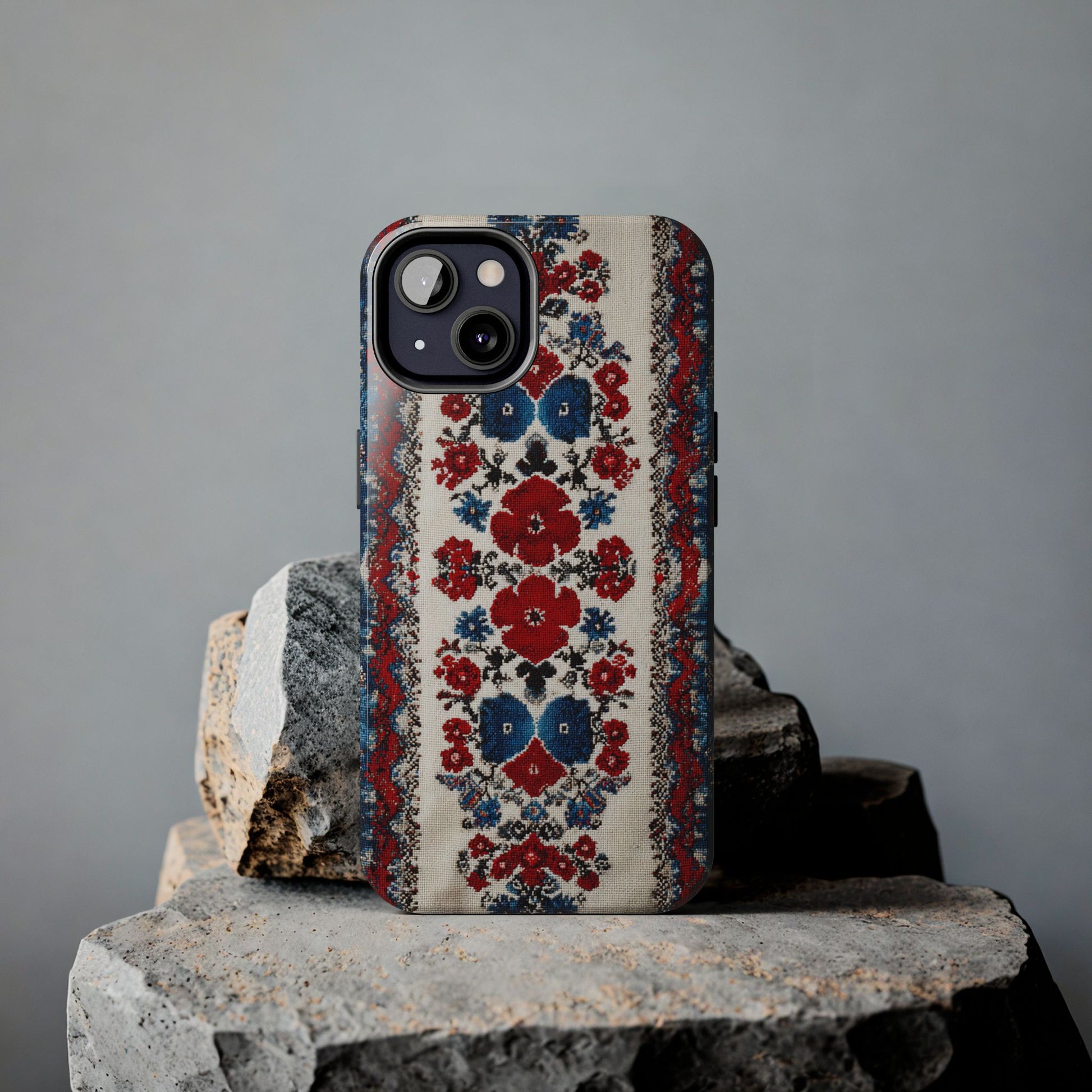 Protective tough phone case with vibrant folk art florals