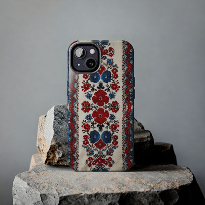Protective tough phone case with vibrant folk art florals