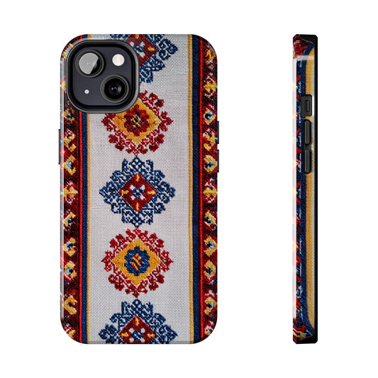 Romanian Bohemian Tough Phone Case with colorful ethnic pattern
