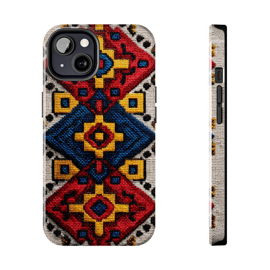 Romanian inspired tough phone case with ethnic floral patterns