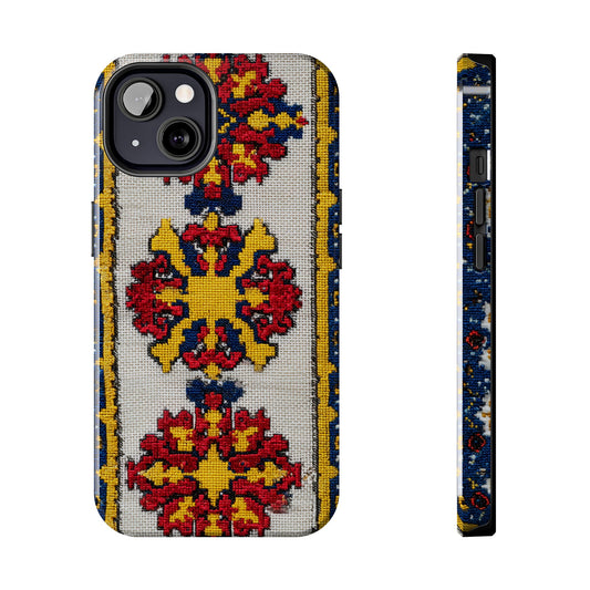 Romanian style colorful floral tough phone case front view