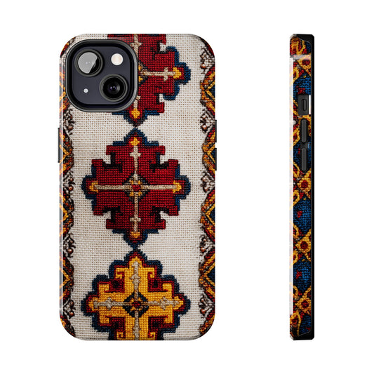 Romanian style vibrant boho tough phone case with floral pattern