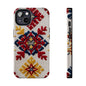 Romanian style vibrant floral tough phone case front view