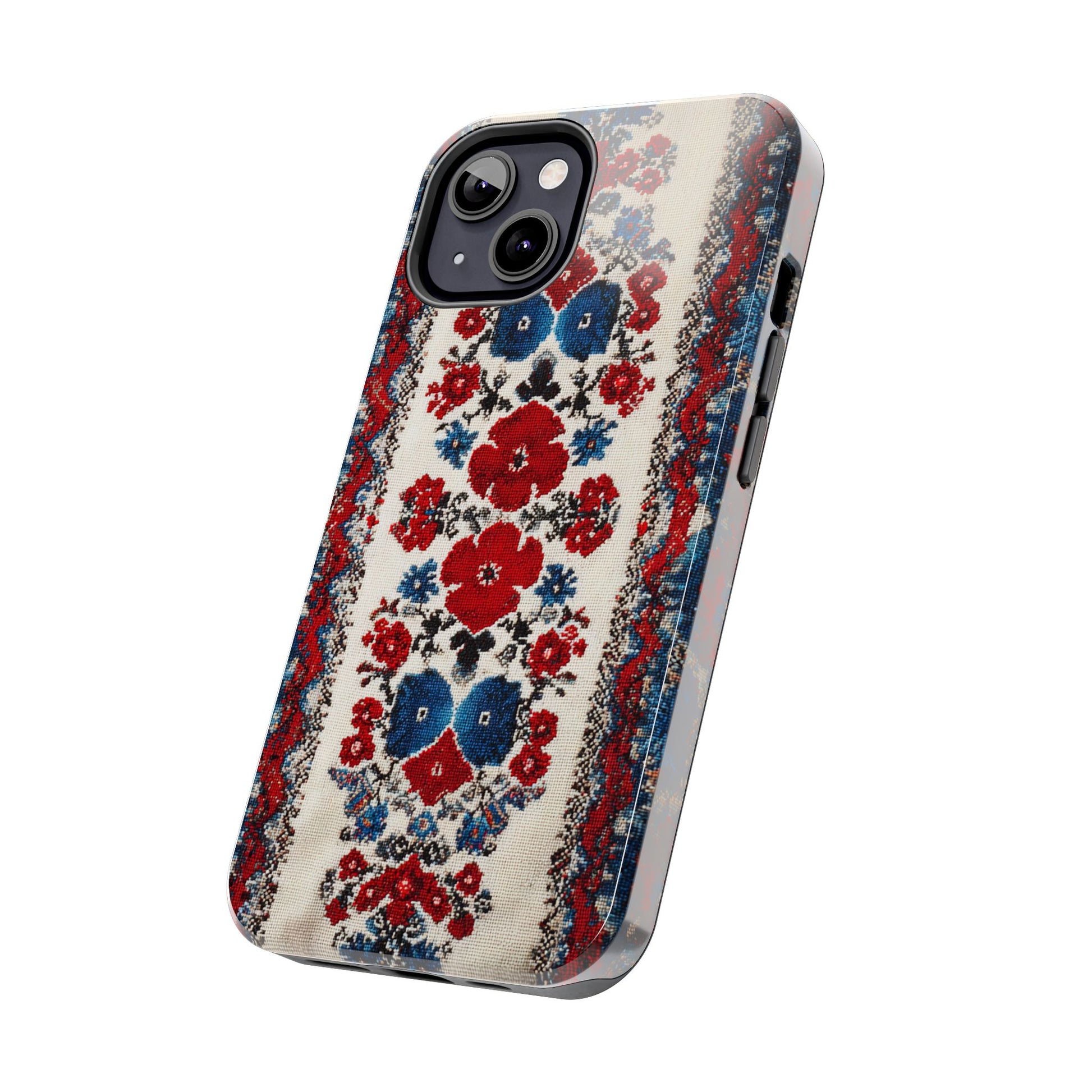 Rugged phone case with traditional Hungarian embroidery patterns