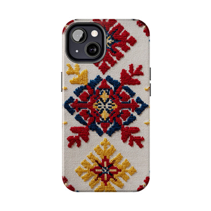 Rugged phone cover featuring vibrant Romanian flower patterns