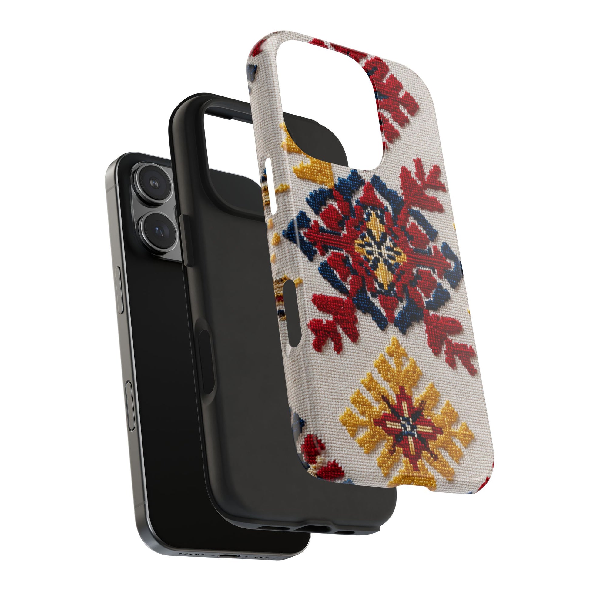 Stylish rugged phone case with colorful floral pattern