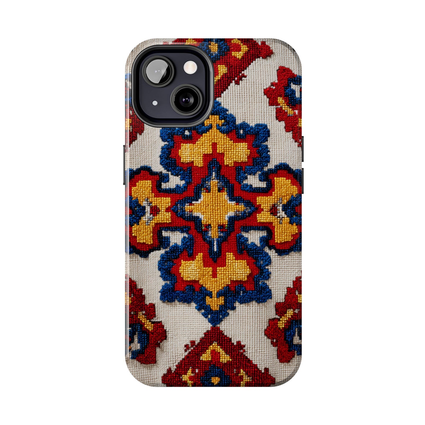 Tough phone case inspired by Romanian embroidery motifs
